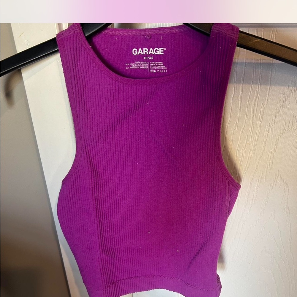 Garage Women's Purple Ribbed Tank Top